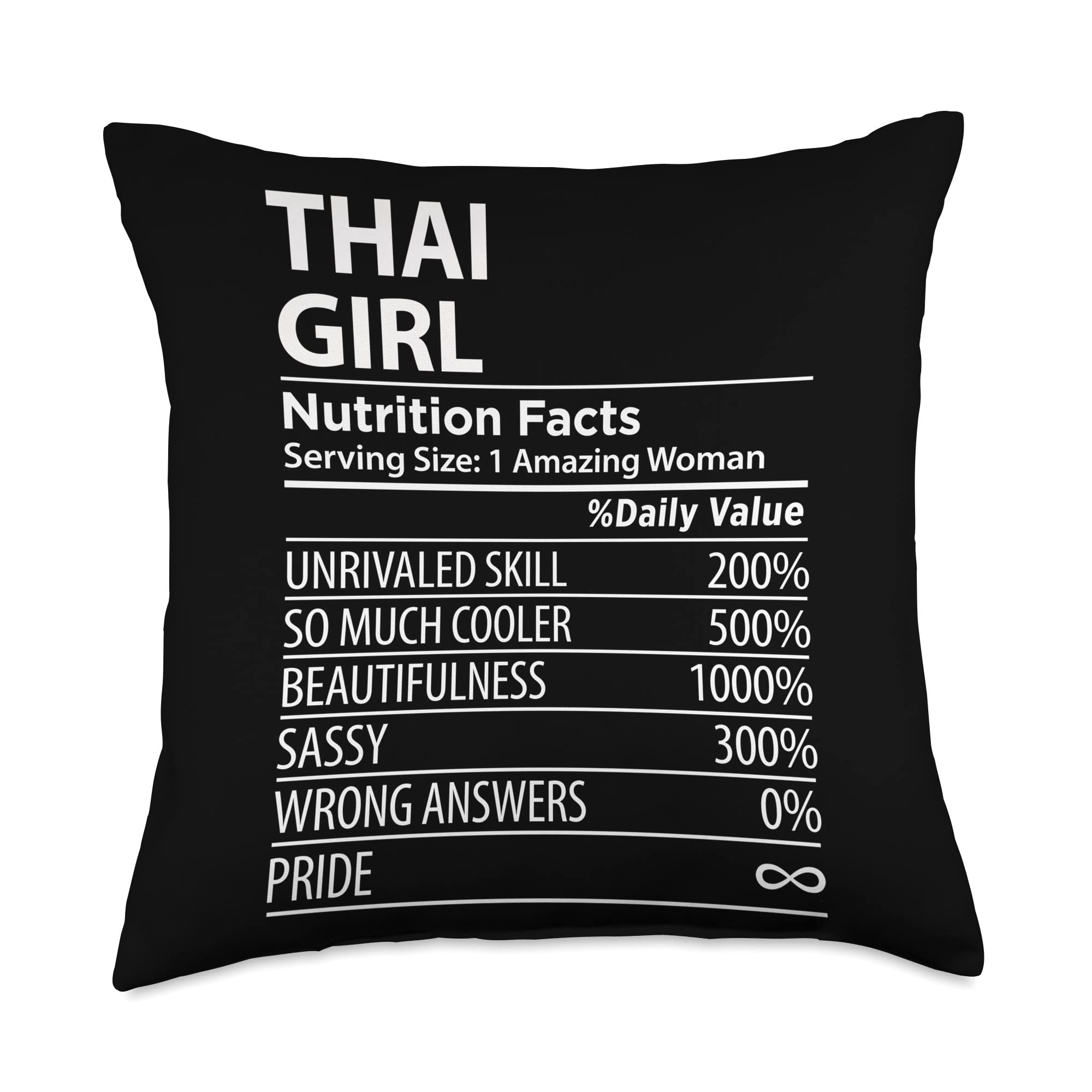 Thai Girl Nutrition Facts Funny Womens Thailand Throw Pillow