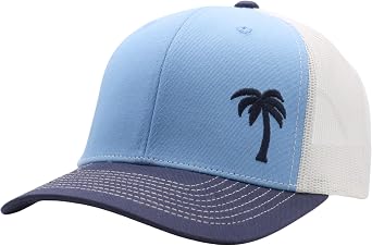 LINDO Trucker Hat [ Palm Tree Design ] for Men and Women Mid Profile Cap with Breathable Mesh Back and Adjustable Snap