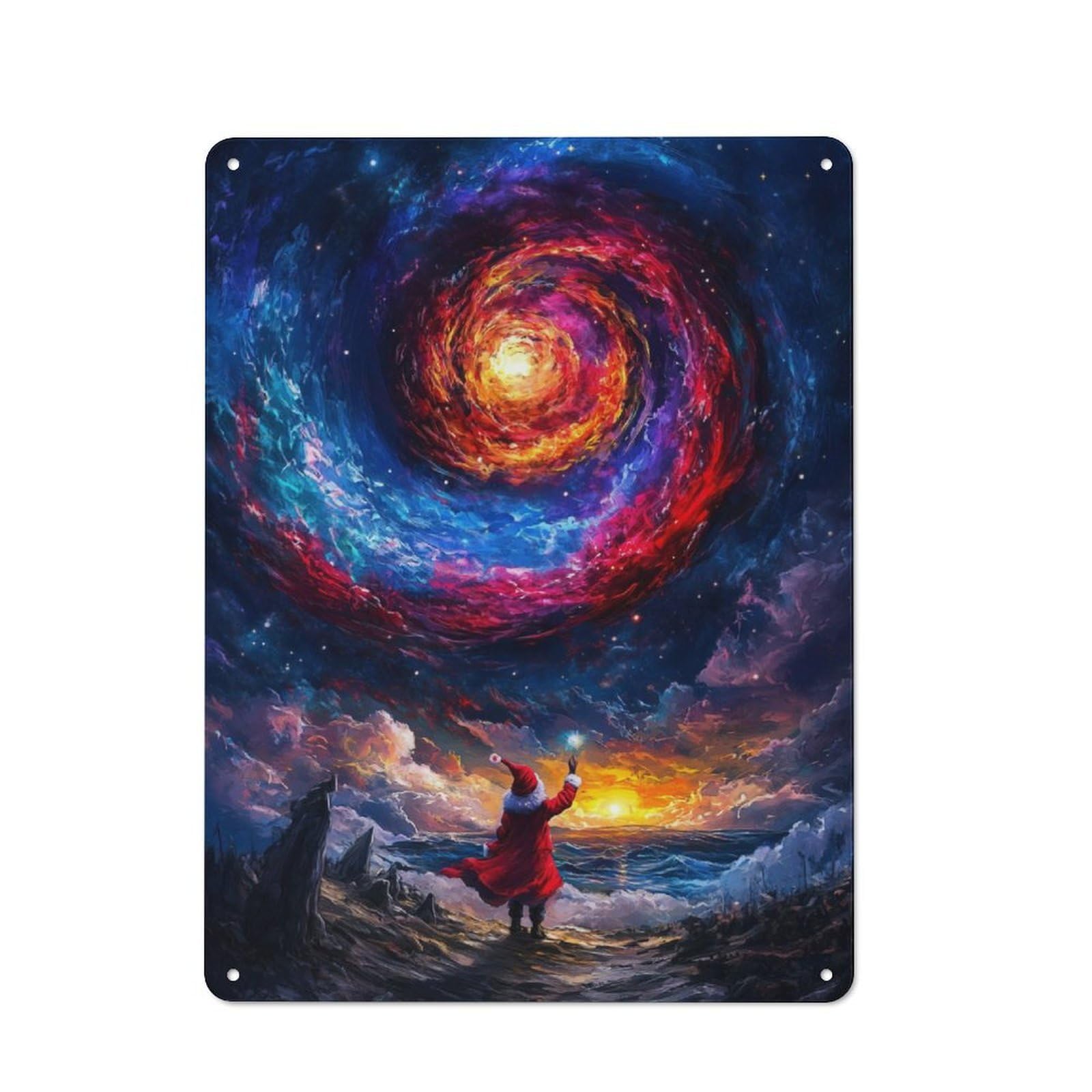 Farmhouse Santa And The Cosmic Spiral Country Metal Sign 40x30cm, Cottage Wall Art for Farmhouse Kitchen, Pantry Or Dining Area