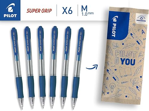 PILOT - 6 Super Grip - Stylo Bille - Rechargeable - Bleu - Pointe Moyenne - 2