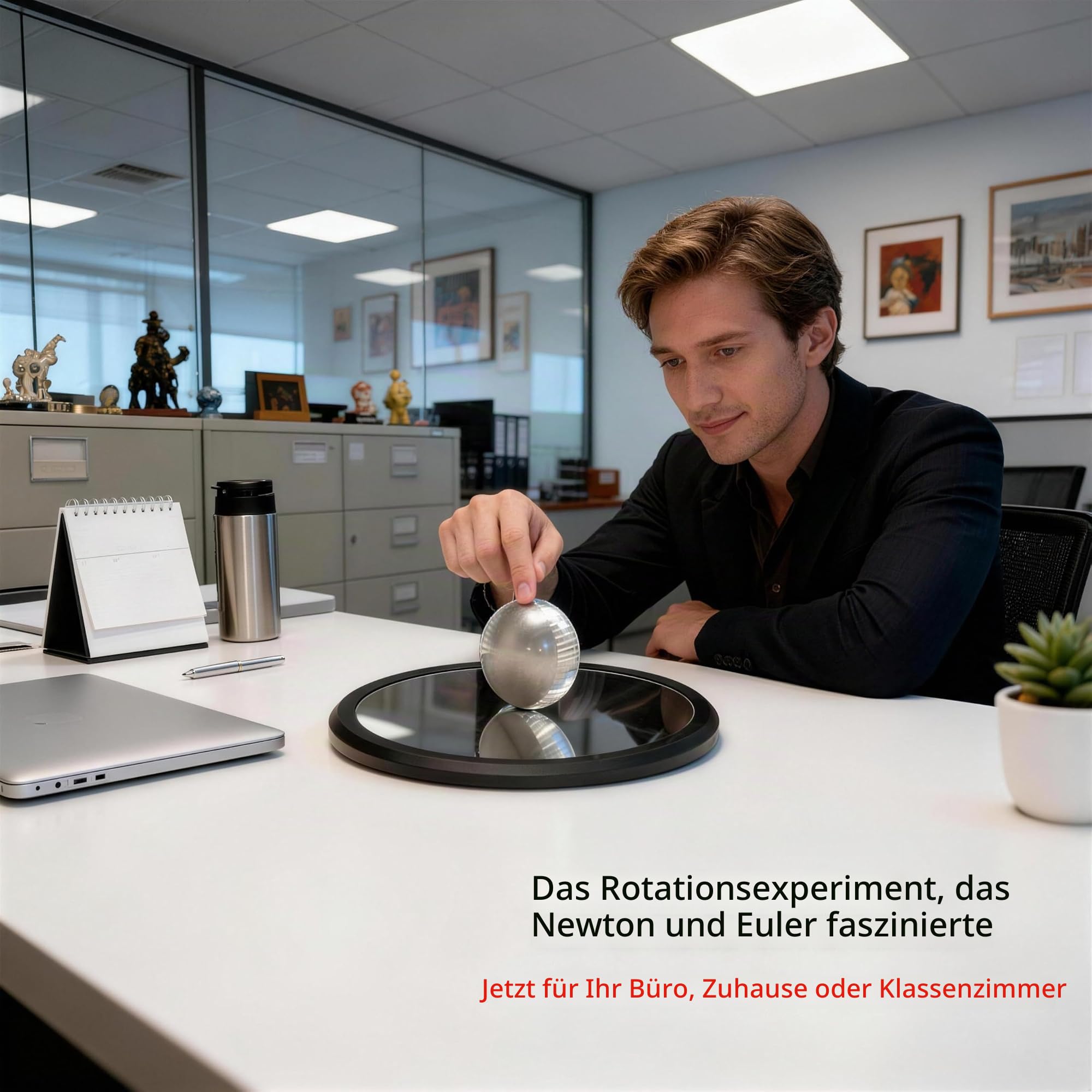 Leonhard Eulers Kreisel, Schreibtisch-Spielzeug für Erwachsene im Büro, erzeugt hypnotische Lichtbrechung und Klangdarstellung, Wissenschaftsdekoration für Zuhause und Arbeitsplatz, Alter 14+