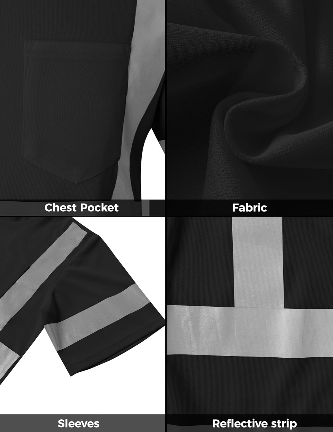 wantdo Hi Vis Shirts for Men Reflective Safety Shirts Construction Work T Shirts - Image 6