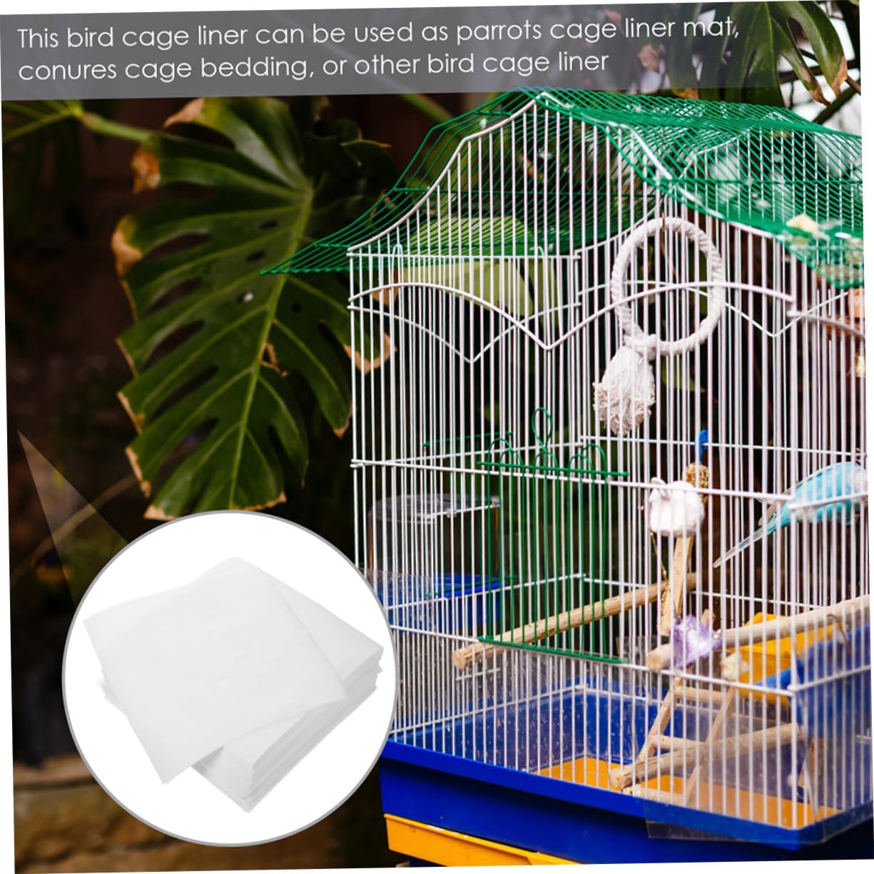 Garneck 300pcs Bird Cage Liner Pads Absorbent Fabric Cushions for Parrot Cages for Comfortable Environment Suitable for All Day Use