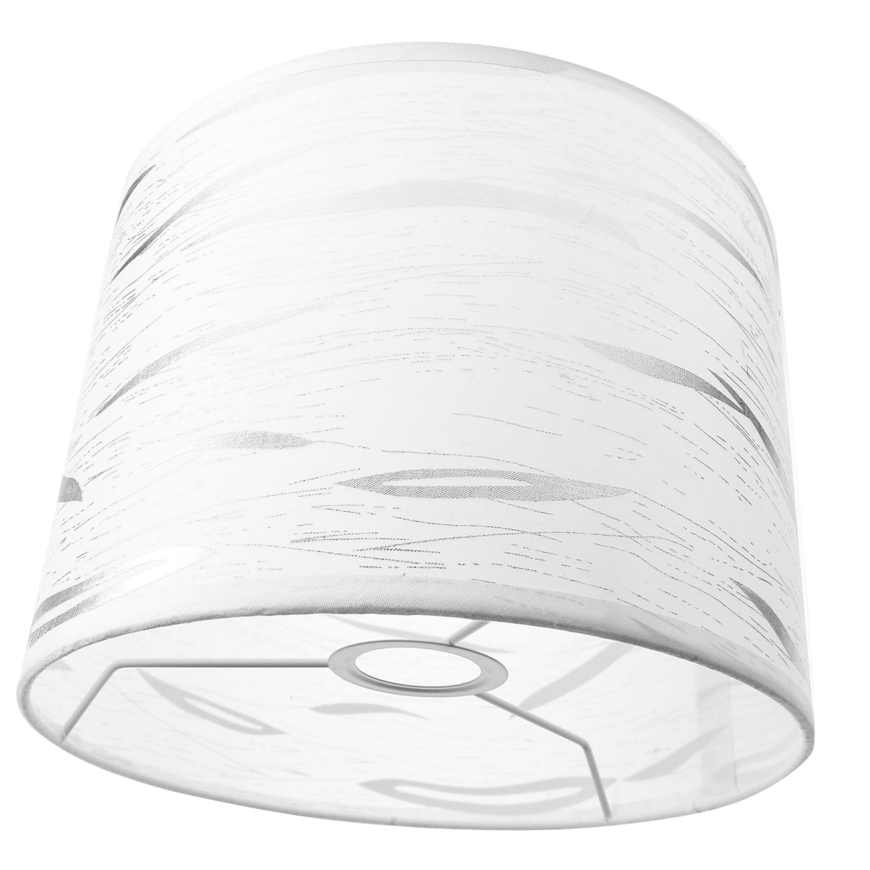 Warmhm Cloth Lamp Shade Cylindrical Small Lamp Cover Silver Delicate Stripe Design, Light-transmitting Material, Easy Installation for Living Room and Occasions