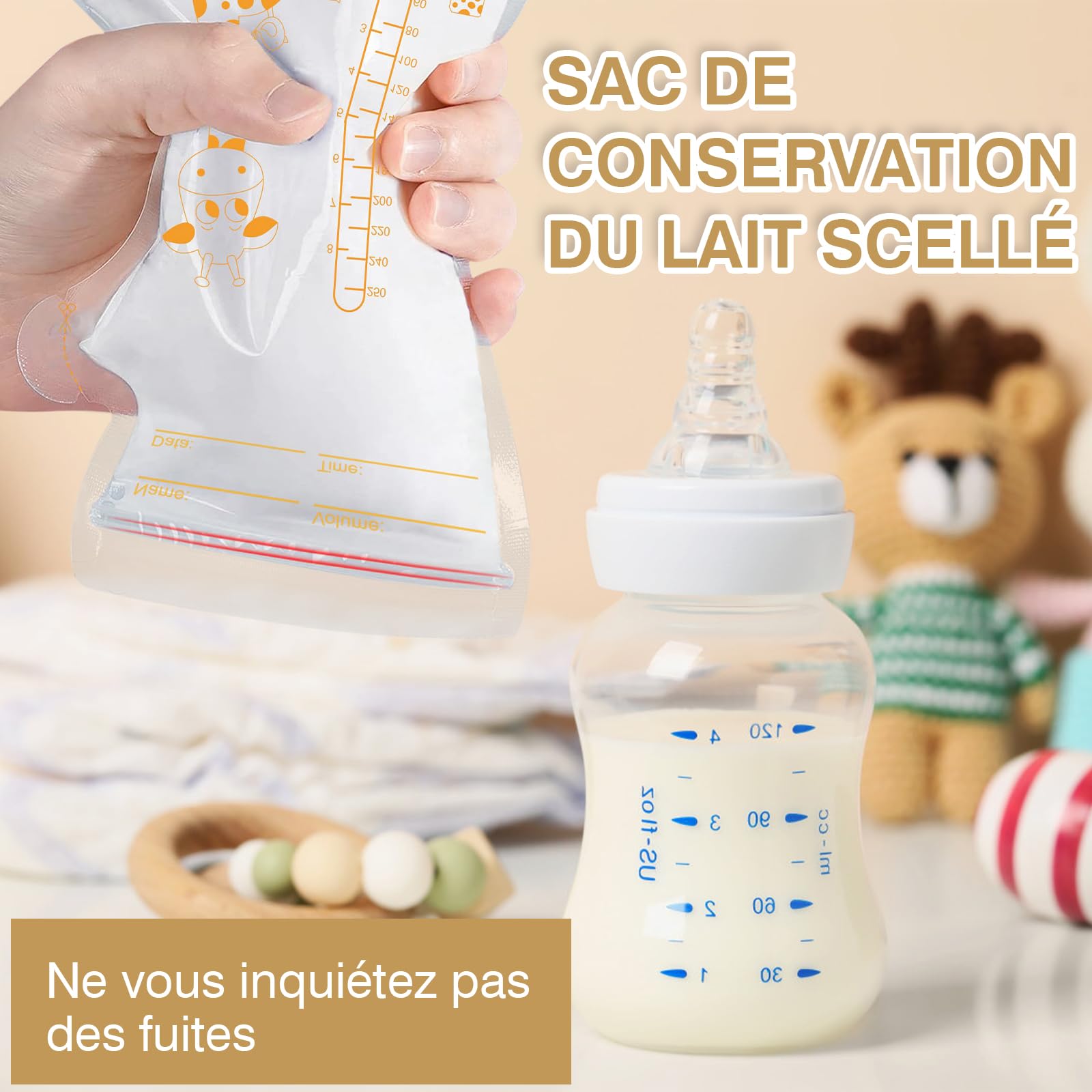 ZOCONE 60 Pièces Sachet Conservation Lait Maternelle, 250 ML Sac Congélation Lait Maternel, sans BPA, Sac Lait Maternel Congelation Avec Échelle, Sachet Lait Maternel