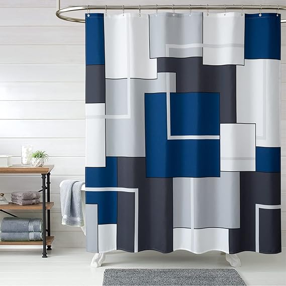BTTN 78 Inches Long Fabric Shower Curtain 72x78 Geometric