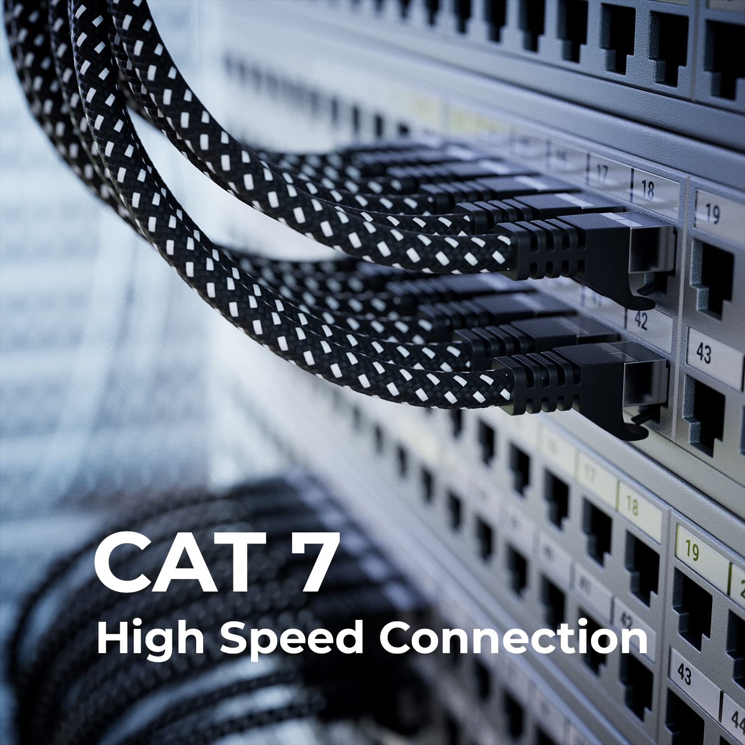 deleyCON 1m Kabel LAN Cat7 - Kabel Sieciowy z Miedzianymi żyłami i Nylonową Powłoką - AWG27, 600 MHz, 10 Gbit/s, S-FTP (PIMF), Patchcord RJ45 Ethernet do Internetu/DSL/Routera - Czarny