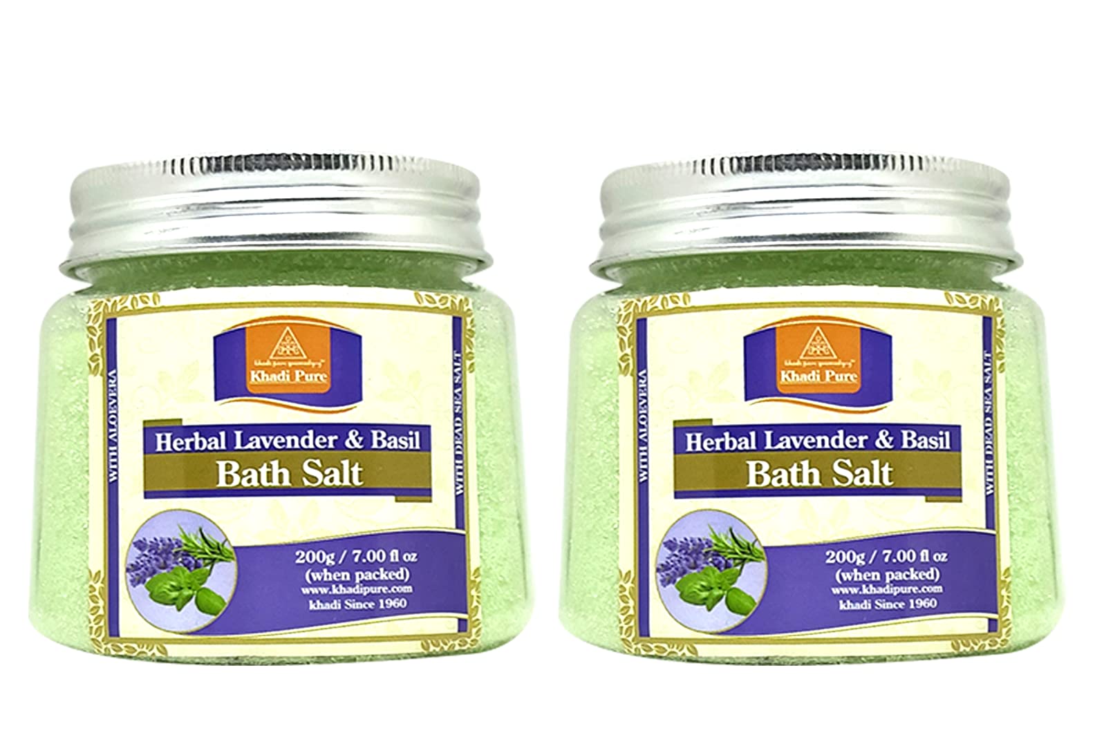 Khadi Pure Herbal Lavender & Basil Bath Salt, 200 g (Pack of 2)-picture-52