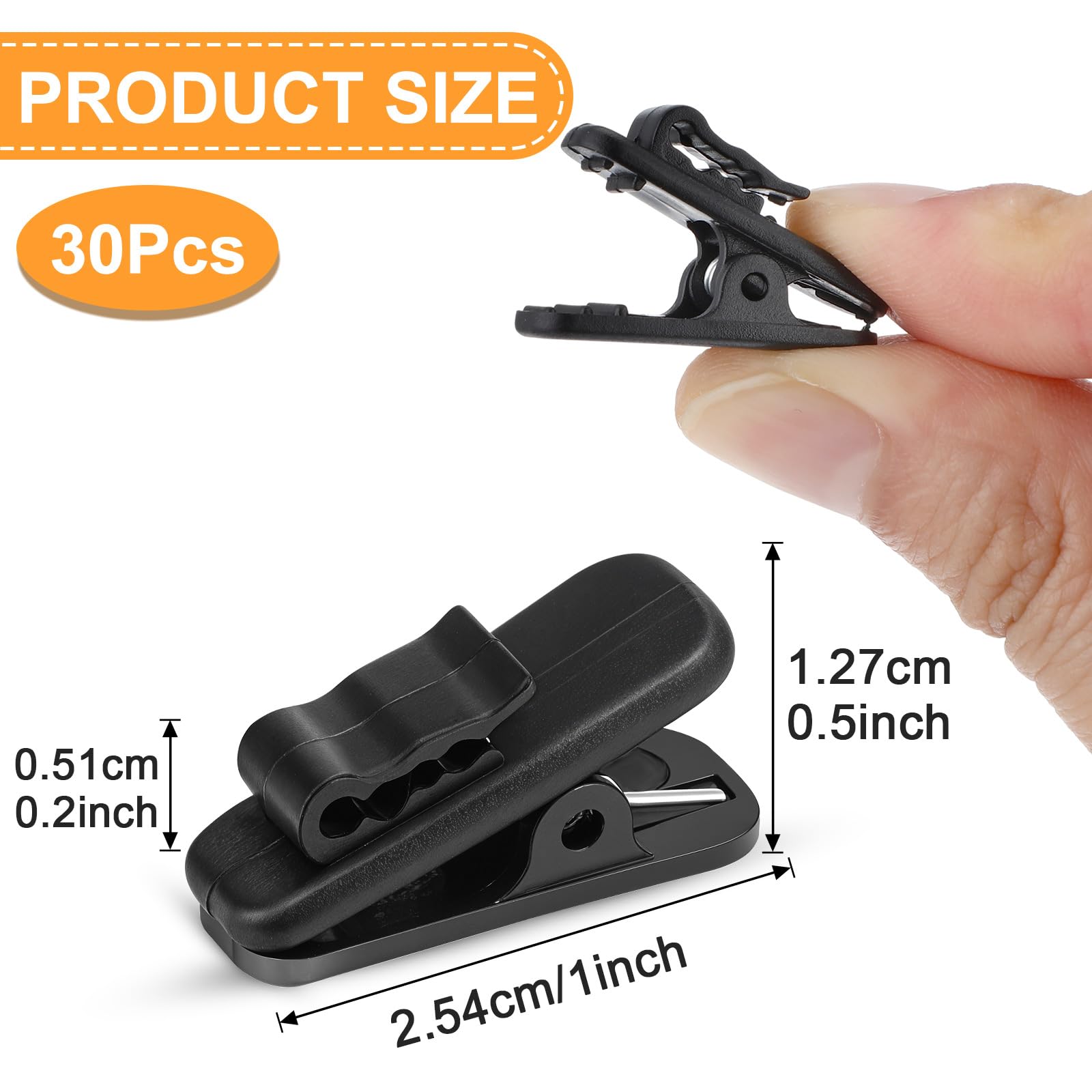 PEOVLVN 30 Pack Clips for Earphone Wire, Headphone Clip Headset Cable Clips Headphone Mount Cable Clothing Clip Shirt Clips for Earphone/Microphone Cord Fixing (Black)