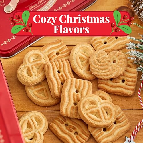 Miniatura 7 de Lata de galletas navideñas  Galletas de mantequilla surtidas  3 diseños diferentes, el mismo crujido y sabor que las galletas de mantequilla danesas