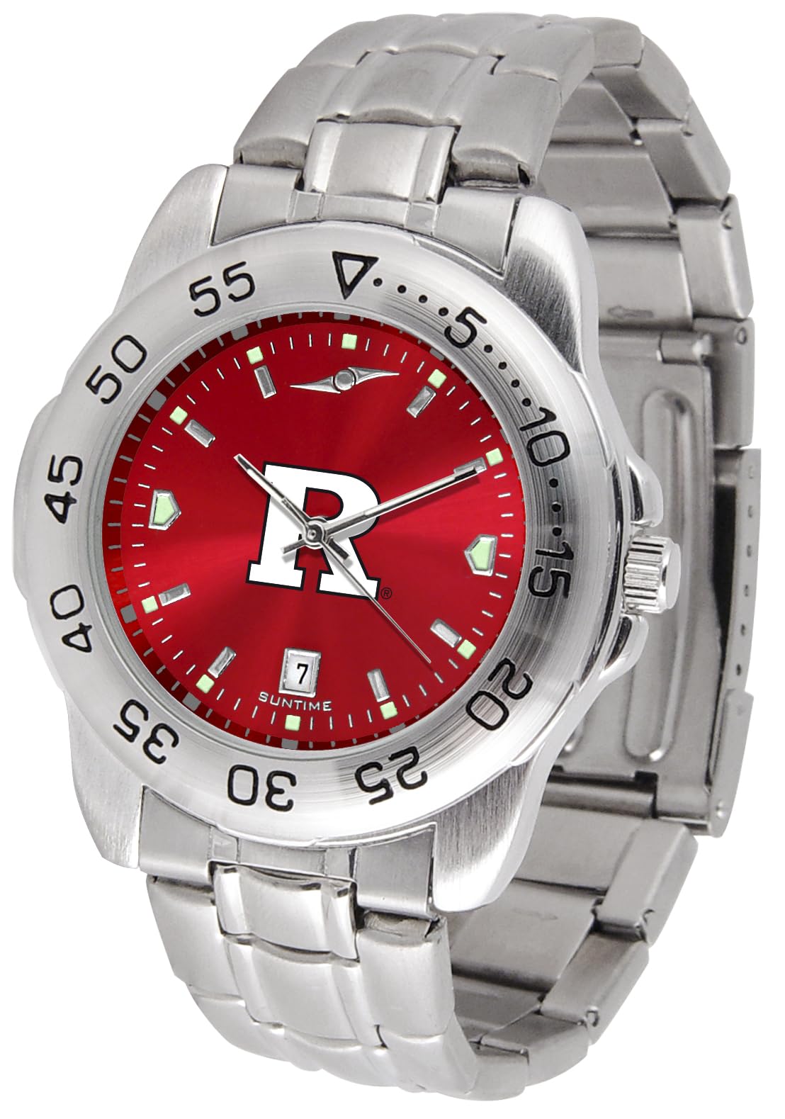 SunTime Men's NCAA Team Sport Watch, 20mm Stainless Steel Strap, Reflective Shiny Dial with Date