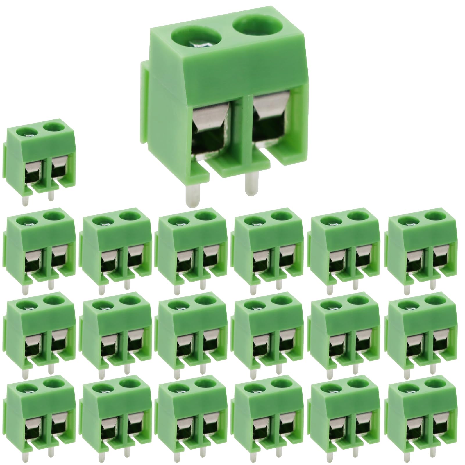 DIYhz Green 20PCS 2P 2 Pin Screw Terminal Block Connector 5mm