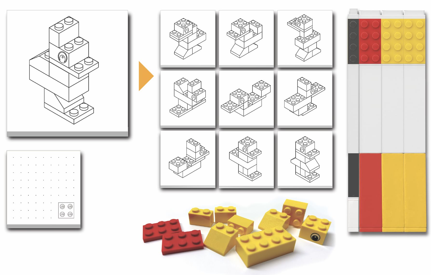 Lego Stationery Creativity Set with Duck Building Toy (53466) Includes 2 Sticky Note Pads, 1 Gel Pen, 3 Markers & a 10 Piece Duck Building Toy, Gift for Fans of Drawing and Stationery