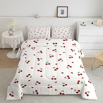 Feelyou Kids Red Cherry Bedding Set Twin Size for Boys Girls