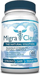 All Natural Migraine Support - Magnesium, Ginkgo Biloba, Ginger, White Willow, Feverfew - 60 Capsules - 1 Bottle