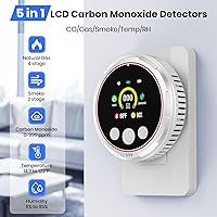 Vista 2 de Detectores de monóxido de carbono 5 en 1, detector de fugas de gas natural, detector de humo y monóxido de carbono enchufable en la pared, pantalla