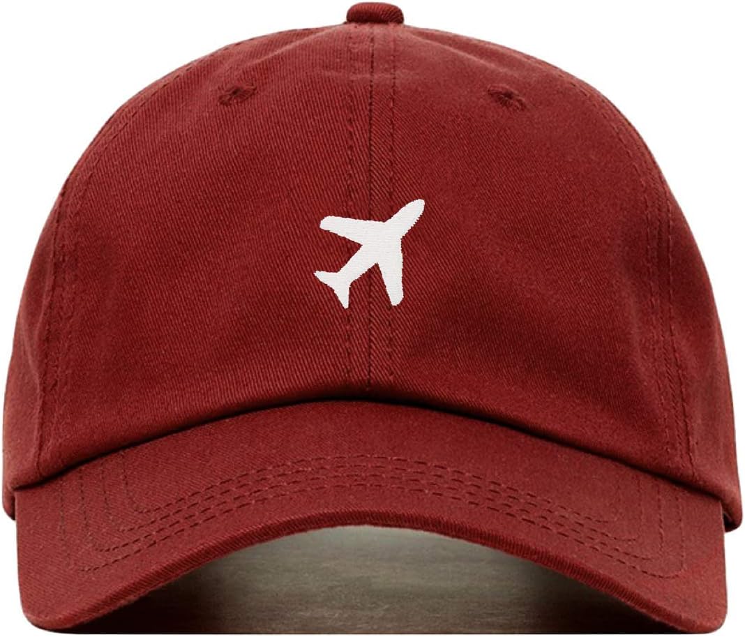 Airplane Baseball Hat, Embroidered Dad Cap, Unstructured Soft Cotton, Adjustable Strap Back (Multiple Colors)