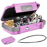 HUANLANG Portable Safe Lock Box with Combination Lock Mini Beach Travel Safe Waterproof Small Lockable Boxs with Removable Wire Rope Combination Lock Box for Dorm,Travel,Beach,Hotel,Car,Home,Office