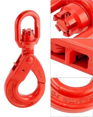 Miniatura 4 de QWORK Gancho giratorio de acero forjado de grado 80, gancho de elevación de 11000 libras, ojos giratorios grandes de 12 pulgada, acabado pintado