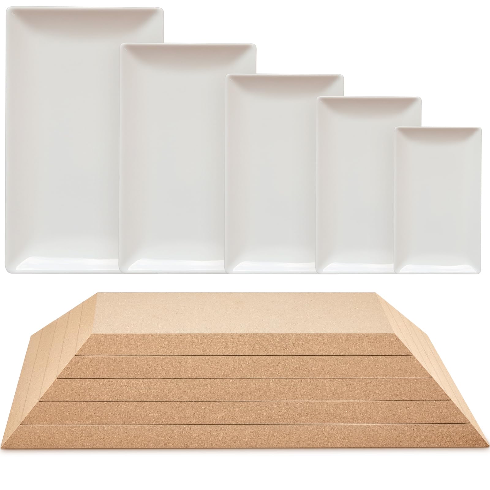 Sunnychicc 5 Pcs Ceramic Mold for Clay Wooden Pottery Clay Molds for Pottery Ceramic Plate for Slump Tools for Handbuilding Craft(Rectangle,5x8-8.1x13.98)