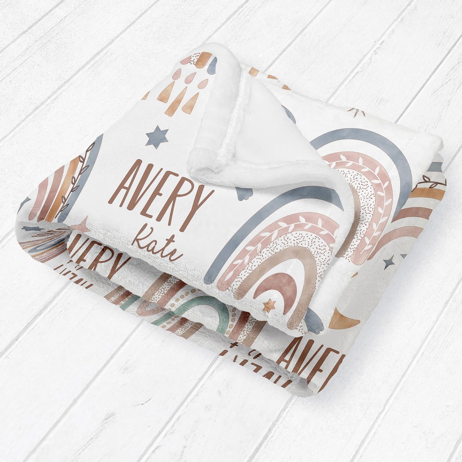 Girls Love A Monogram - Personalzied Custom Boho Rainbow Floral Baby Blankets for Girls with Name Shower Gift (Boho Rainbow, 30 X 40 Baby)