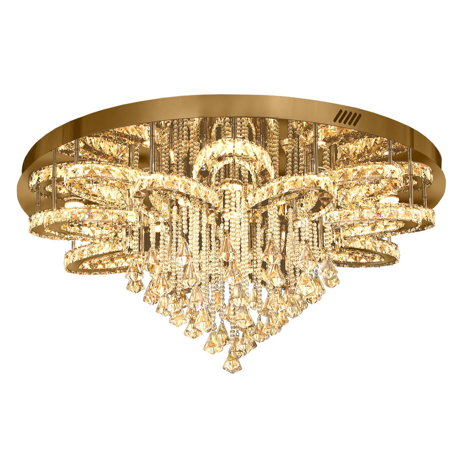 Modern Extra Crystal Chandelier High Ceiling Raindrop Pendant Light 
