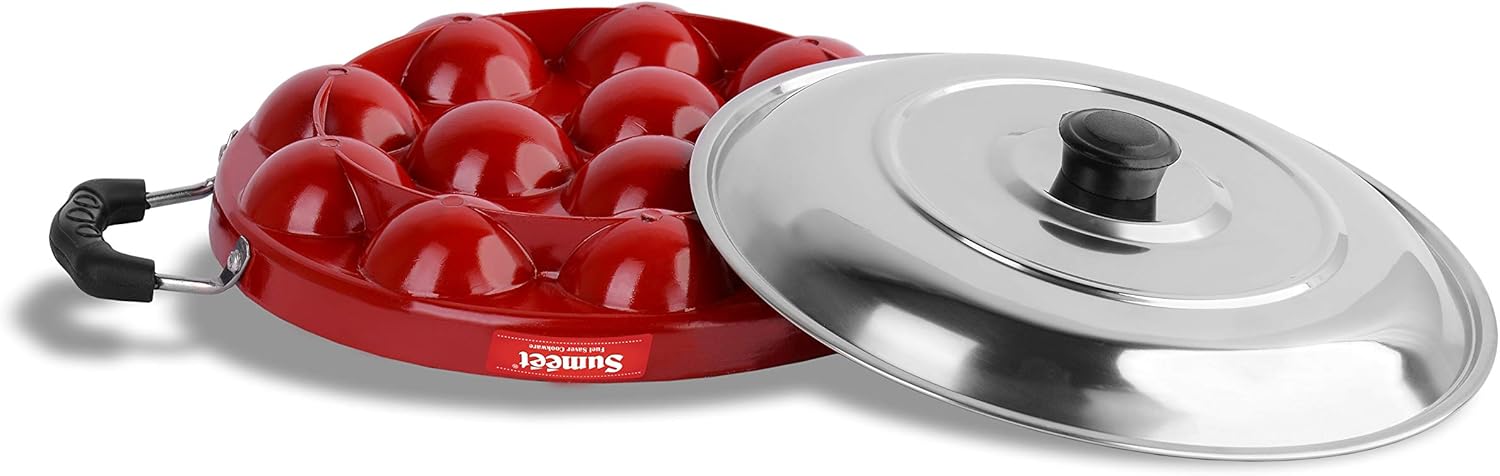 Sumeet 2.6Mm Non Stick Grill Appam Patra with Lid-23cm Dia