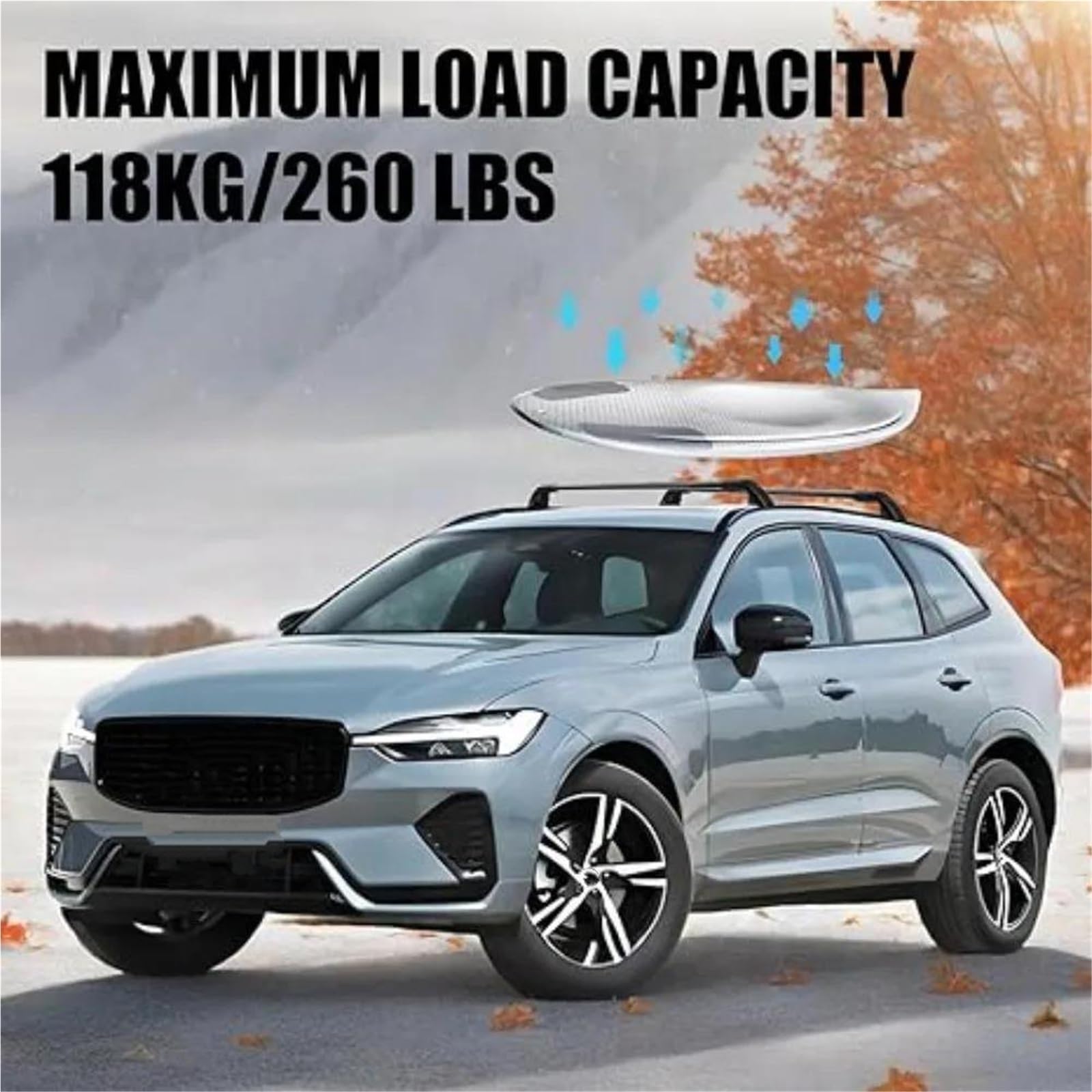 Genérico Barras Transversales Aluminio Portaequipajes Techo Coche con Rieles Metálicos Antirrobo para Volvo XC60 2018-2025