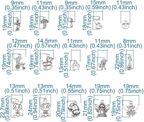 Miniatura 4 de Pandahall - 150 dijes de nacimiento de bebé estilo tibetano, aleación de plata antigua, colgantes para bebés niños y niñas, dijes para baby shower,