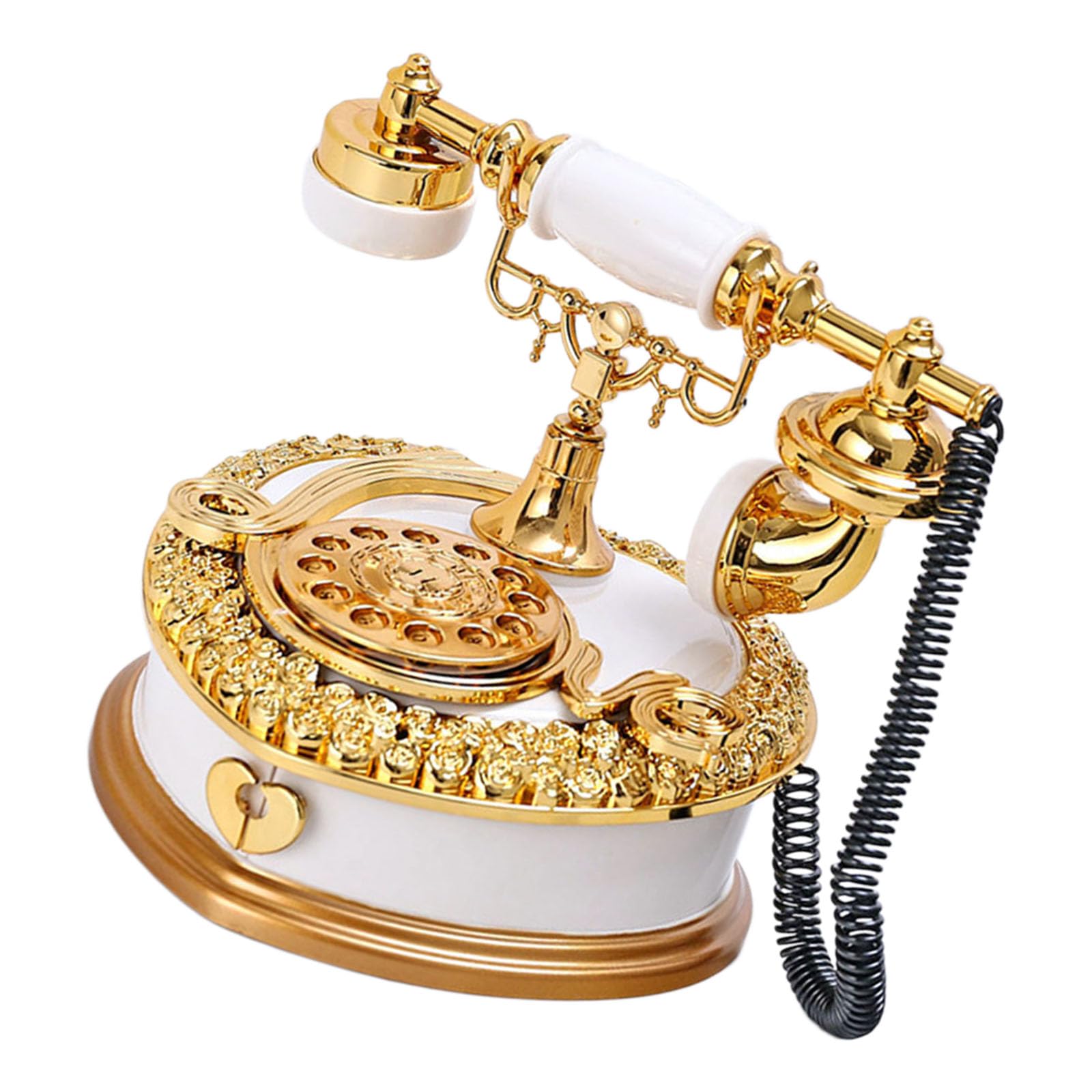 Tsophreniq Nostalgic Rotary Dials Telephone Music Box Landline Phone Replicas Musical Ornament for Gift and Collectors Antique Telephone Music Box