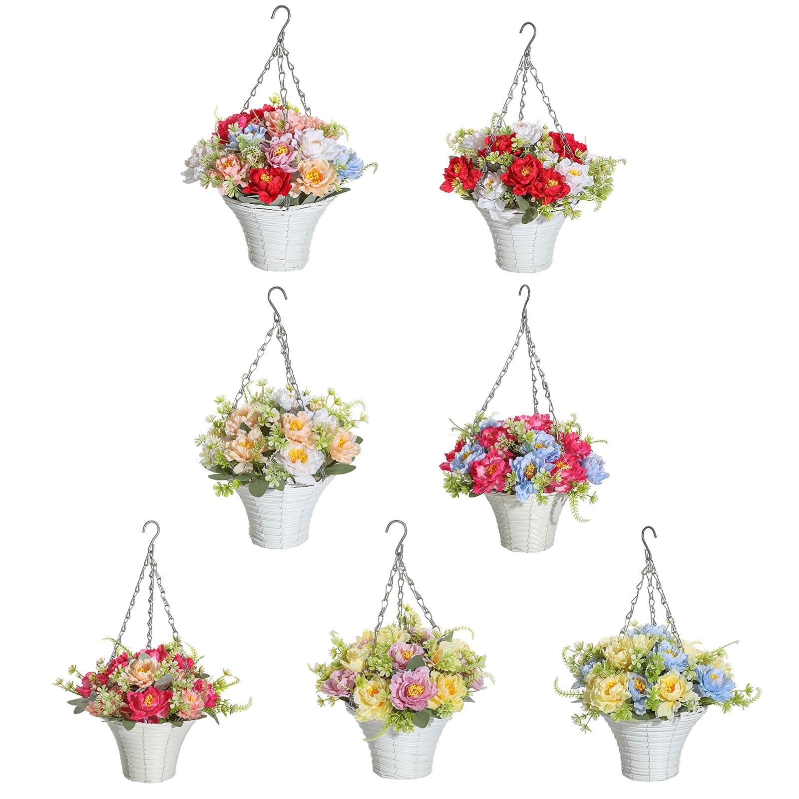 Ddujbtp Multi-Color Artificial Hanging Flower In Basket For Outdoor Indoor Courtyards Decorations Hanging Flower Plant Basket For Spring