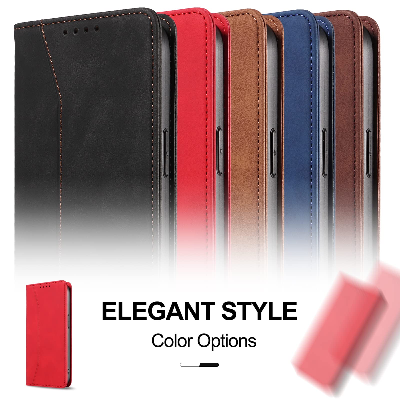 Eirltiy Cover per Xiaomi Redmi A3 Portafoglio Pelle PU Premium, Custodia Scomparti Carte Antiurto Protettiva Case con 1 Vetro Temperato, Marrone