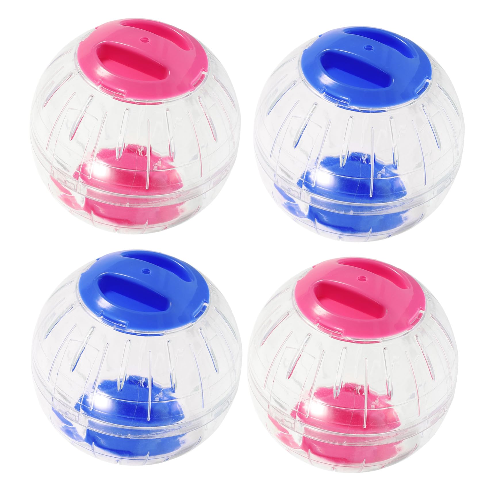 BESTonZON 4 Pièces Boule Exercice Transparente pour Petits Animaux Roues Silencieuses pour Hamster Gerbille Cochon Petite Balle Activité Compacte et Légère pour Cage