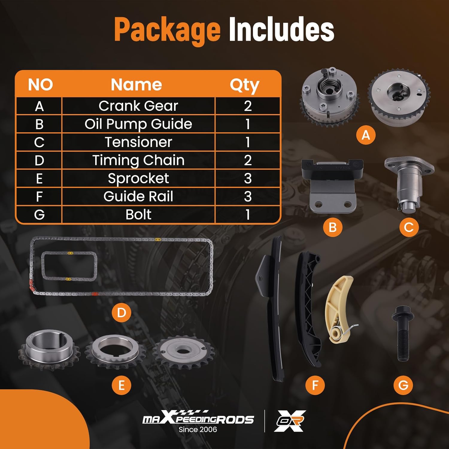 maXpeedingrods Timing Chain VVT Gear Sprocket Kit for Toyota Corolla 2009-2015 Prius Liftback 2010-2015 Prius V & Prius Plug-In 12-15 Pontiac Vibe 09-10 Matrix Scion xD 1.8L 13070-0T010 13050-0T010