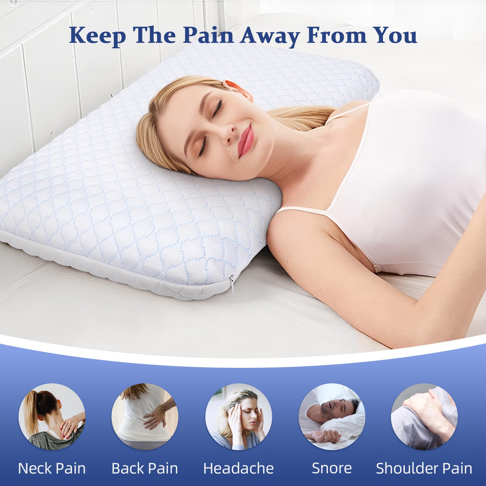 Hapiclody Dünne, Flache Kissen zum Schlafen, mit kühlendem Gel angereichertes Memory Foam-Kissen, 2,75 Zoll hoch, ultradünnes, schmales Bettkissen für Bauch-/Rückenschläfer, 60 x 40 x 7 cm