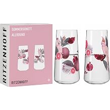 RITZENHOFF 6151002 Drinking Glass Universal 600 ml Set of 2 Summer Sonnet Series, Cockatoo Motif Made in Germany