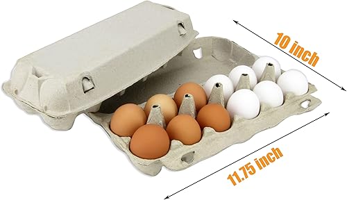 Miniatura 4 de Paquete de 18 cartones de huevos, bandeja de pulpa natural impresa, huevos grandes, almacenamiento vacío, capacidad para 1 docena de pollos frescos