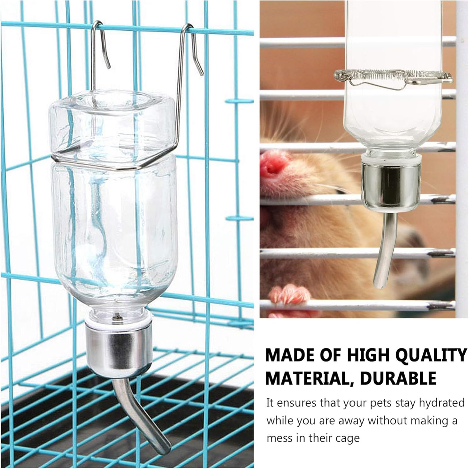 ZKFSIE 2 PCS Pet Water Bottle With Holder for Rabbits Chinchillas, Guinea Pigs, Small Puppy, Kitten and Ferrets - Image 3