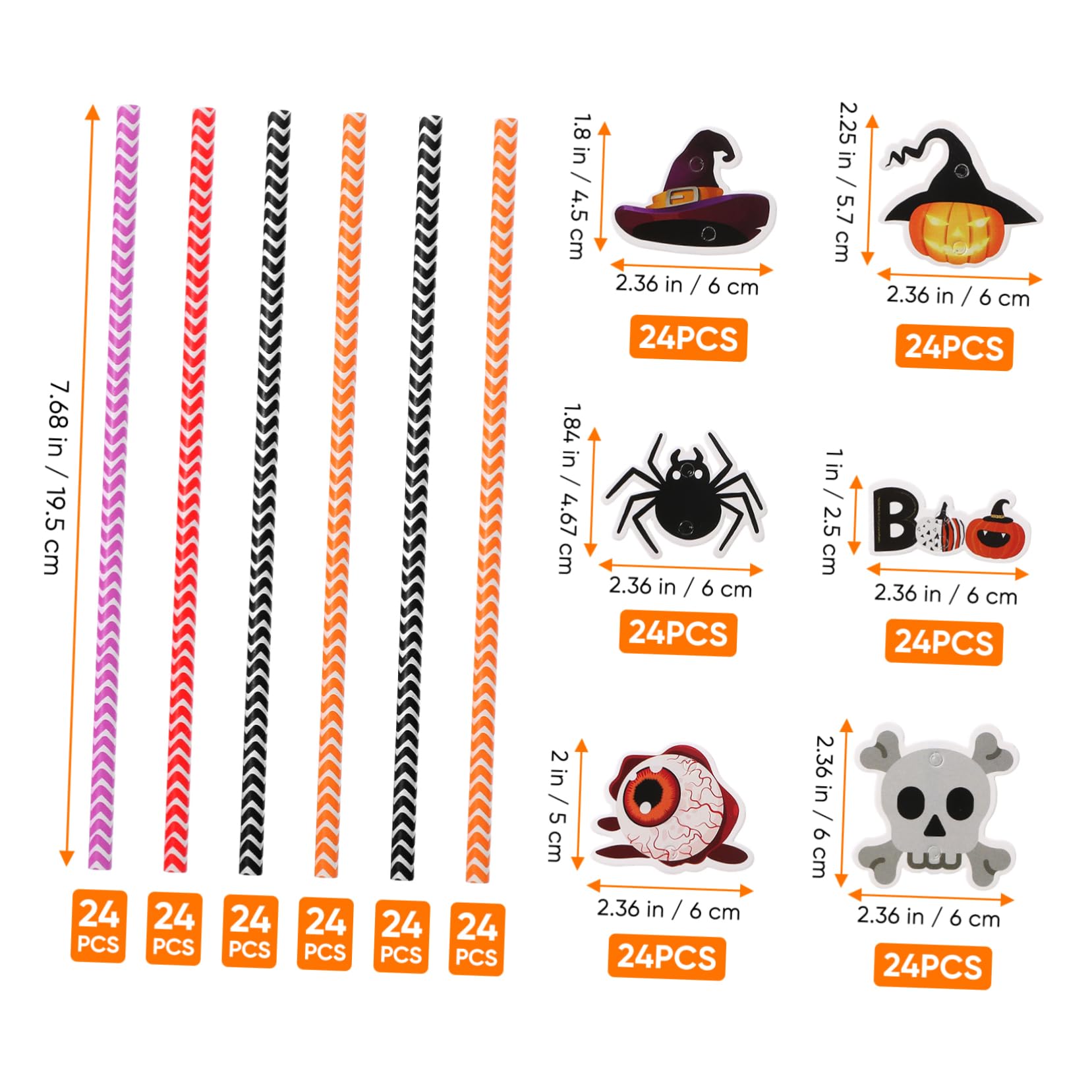 LABRIMP 6confezioni Di Halloween Colorate Con Stampa Strisce Per Feste e Decorazioni Spettrali Per Cocktail e Bevande Festive Sicure e Biodegradabili