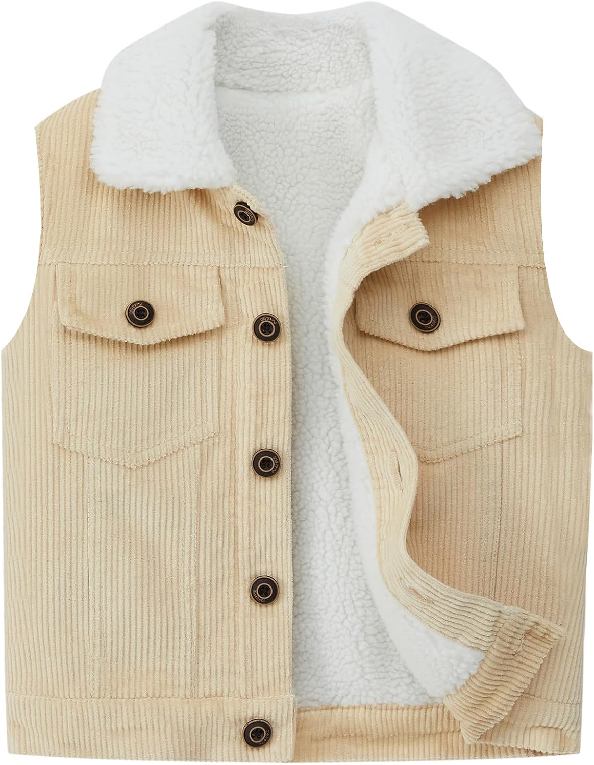 Toddler Baby Boy Corduroy Vest Winter Sherpa Lined Jacket Sleeveless Coat