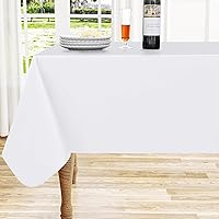 homing Waterproof Vinyl Tablecloth Flannel Backed - Spillproof Rectangle Table Cover 60x84 White for Dining Parties Camping