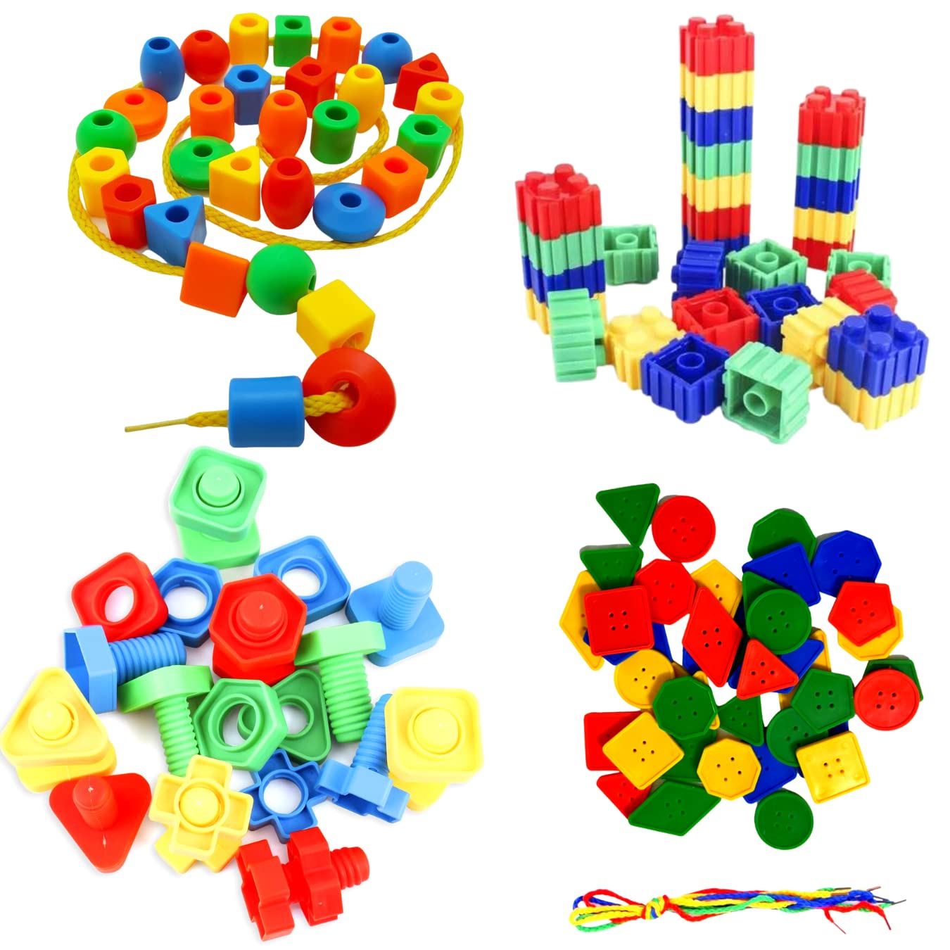 Buy RUDRAMS 4 In 1 Nuts & Bolts / Beads Play / Buttons & Thread / Tower ...
