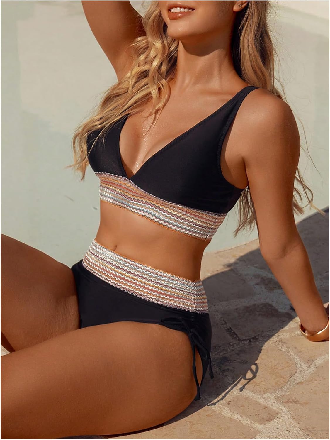 GORGLITTER Women's High Cut High Waisted Bikini Cheeky Sexy Halter Swimsuit Tummy Control Bathing Suits 2026 Summer