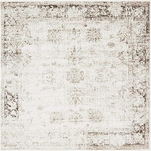 Unique Loom Sofia Collection Area Rug - Casino (6' 1" Square, Beige/ Tan)