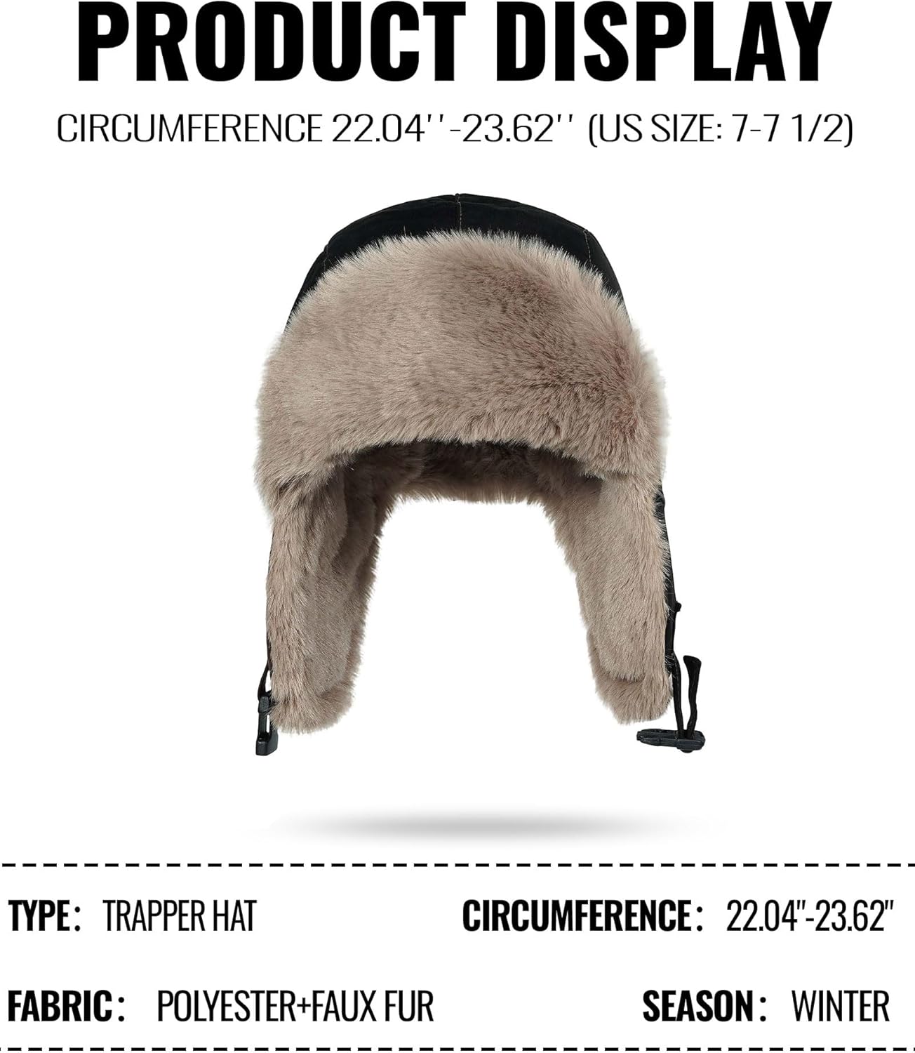CLAPE Winter Trapper Hat with Ear Flaps, Warm Faux Fur Lined Windproof Snow Cap Aviator Hat with Reflective Strap - Image 7
