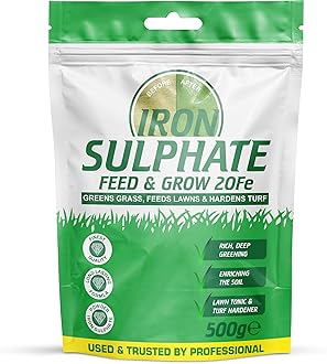 Iron Sulphate Powder Concentrate Pure Lawn Tonic Fertiliser Grass Greener Ferrous Sulphate of Iron Lawn Conditioner and Turf Hardener Dry Powder Soluble in Water by Pure Source Nutrition (500g)