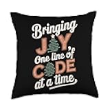 Developer Bringing Joy One Line of Code at a Time Christmas Throw Pillow