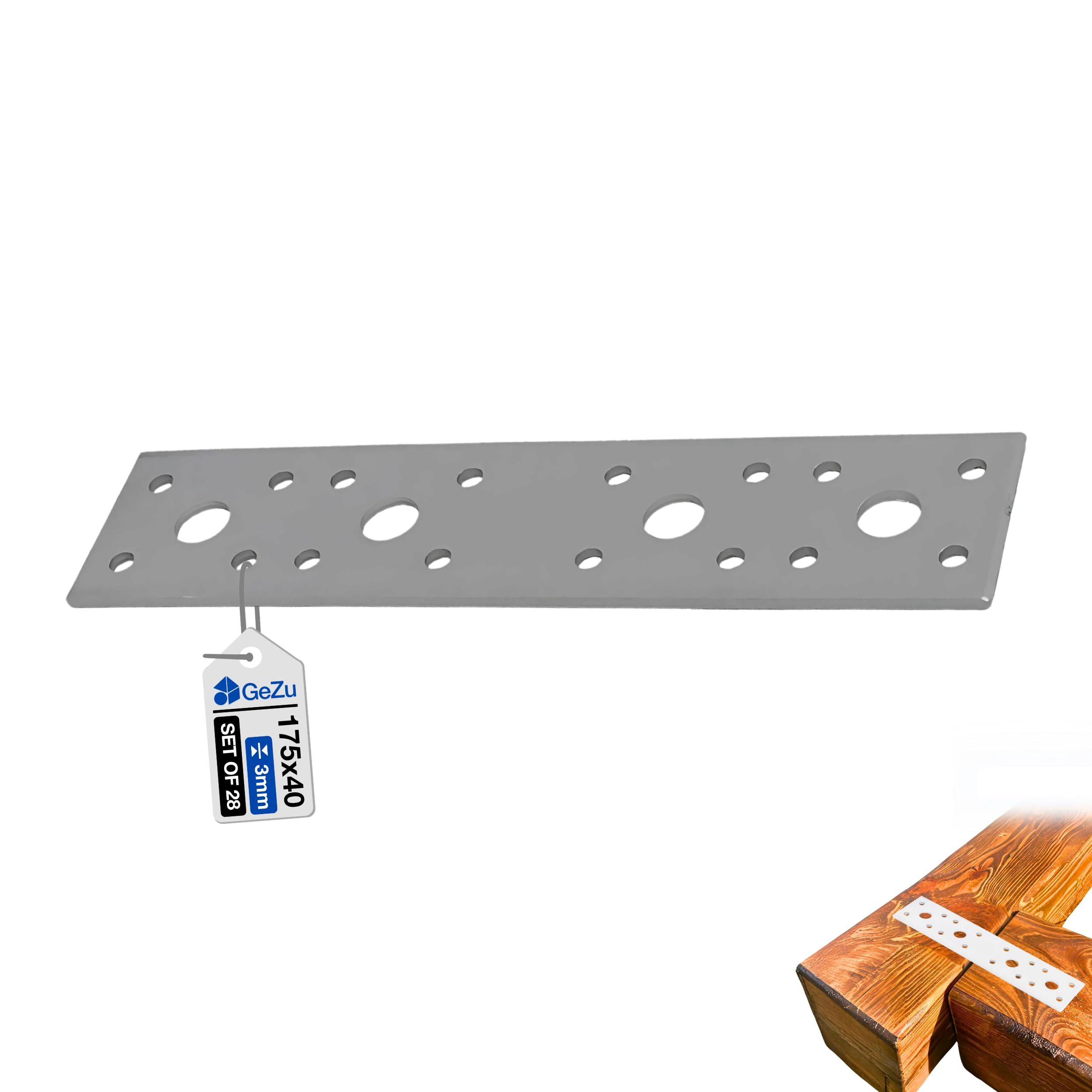 GeZu Impex Perforated Flat Connector Plates 175 x 40 mm Set of 28