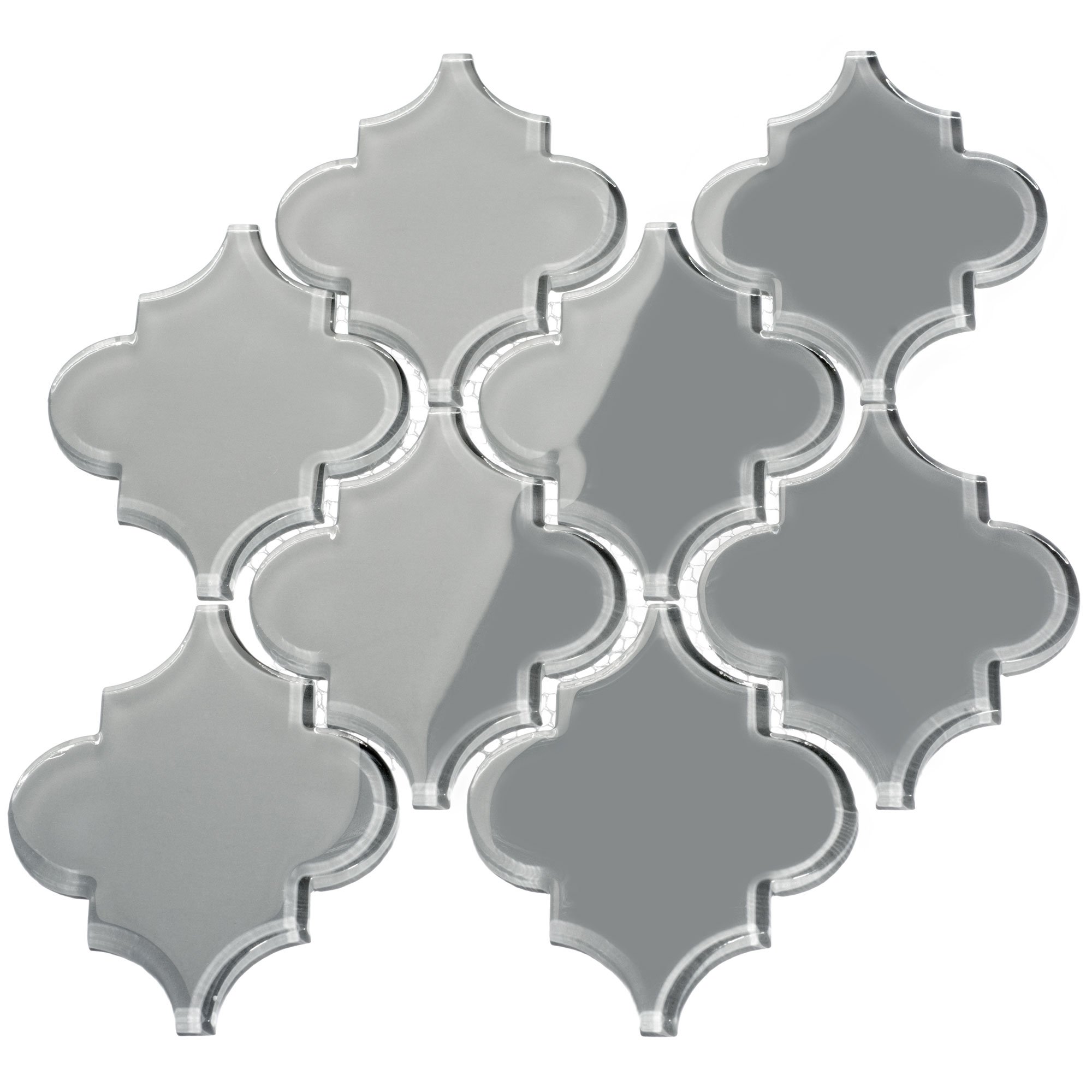 Giorbello Glass Arabesque Tile (11 Sheets (Case), True Gray)