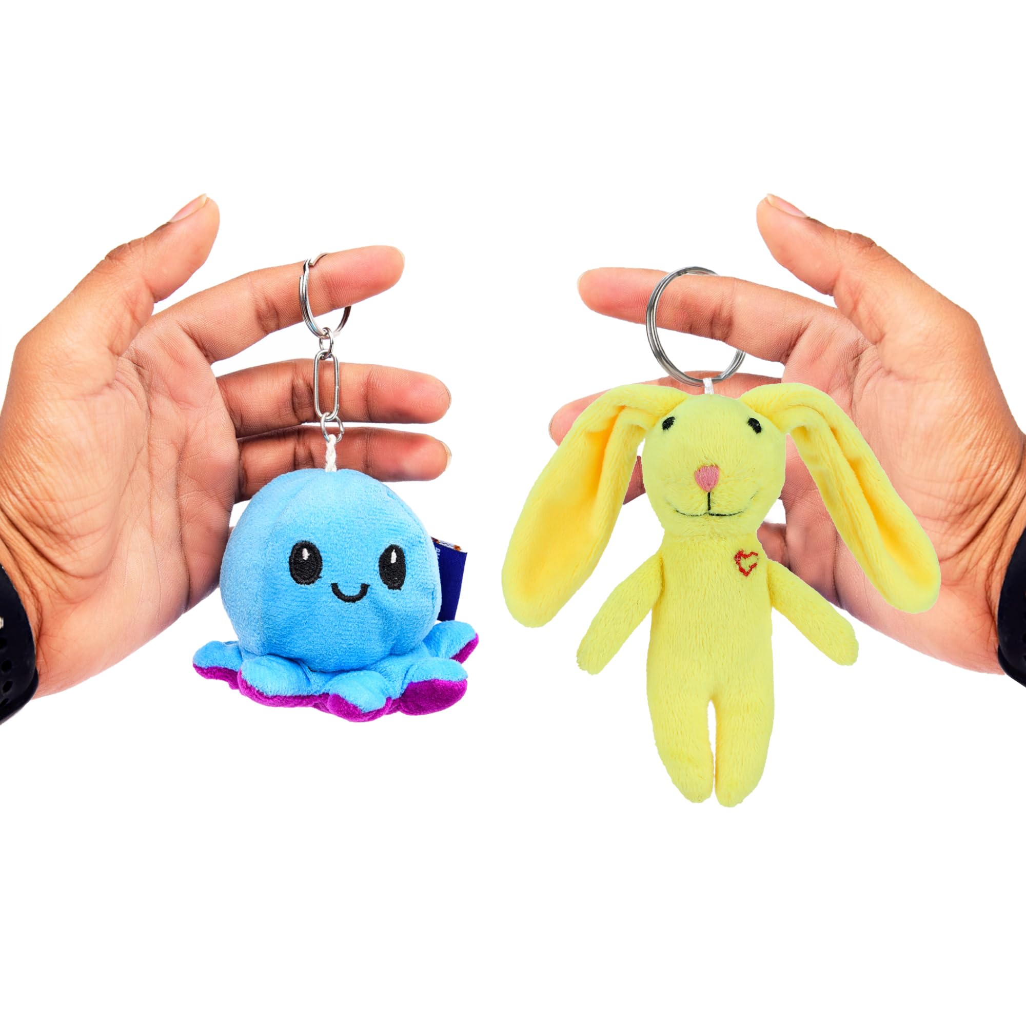 Webby Combo of Plush Keychain Octopus and Bunny Soft Toys | Cute Stuffed Animal Keychains Set for Kids and Adults (Set of 2)